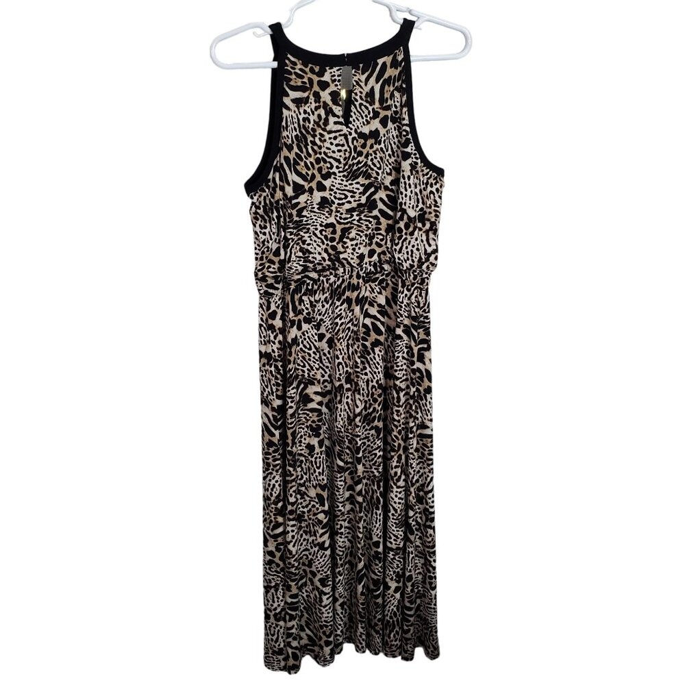 Calvin Klein Womens Size 1X Dress Animal Print Maxi Keyhole Flowing Drawstring - Picture 3 of 12